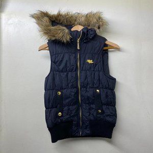 Apple Bottoms Black Puffer Vest with Furry Hood